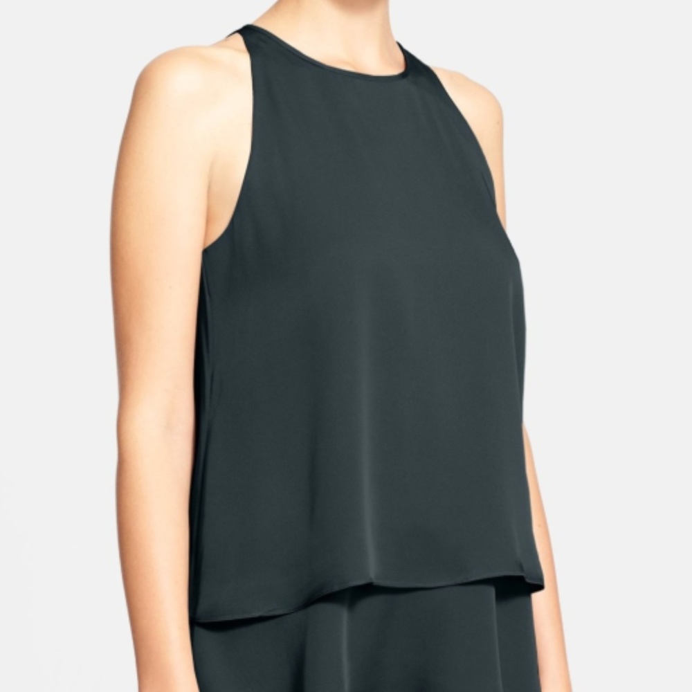 Dark green 100% silk Theory blouse